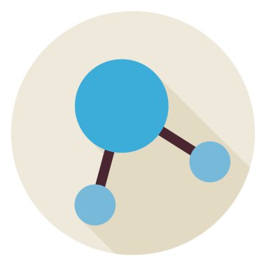 Flat Science Molecule and Atom Structure Circle Icon with Long S