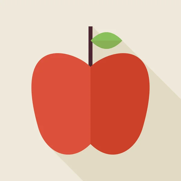 Flat Apple Fruit Illustration with long Shadow — ストックベクタ