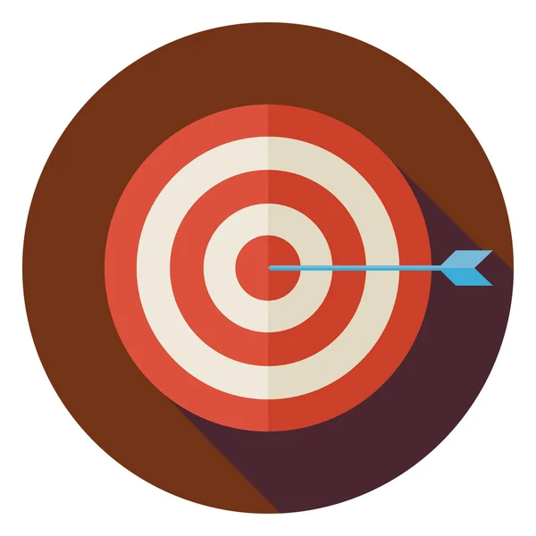 Flat Business Success Target Circle Icon with Long Shadow — 图库矢量图片