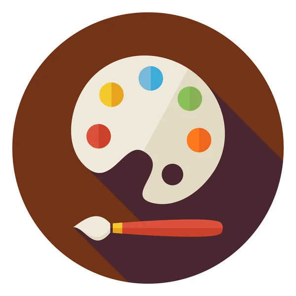 Flat Colorful Palette with Paintbrush Circle Icon with Long Shad — стоковий вектор