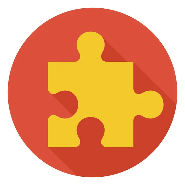 Flat Game Puzzle Circle Icon with Long Shadow — Stock vektor