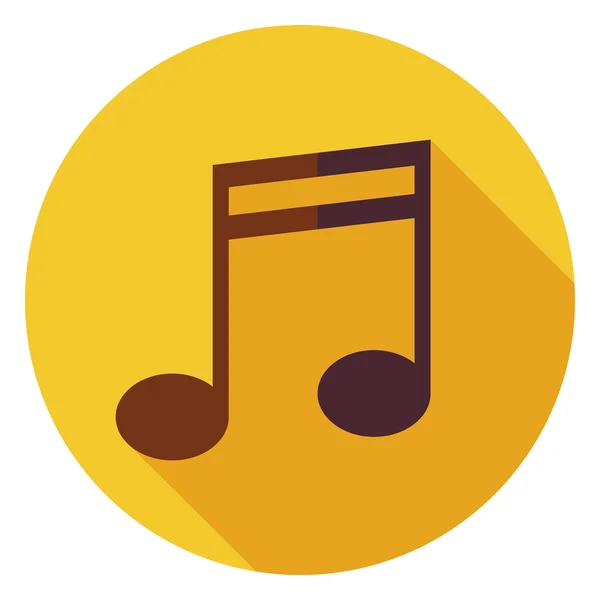 Flat Music Sign Circle Icon with Long Shadow — Stok Vektör