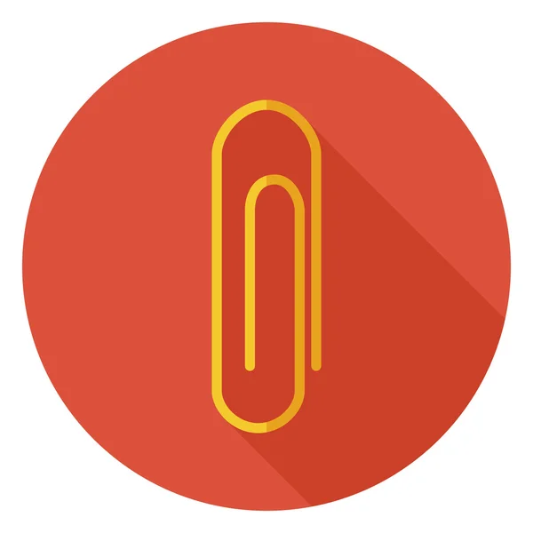Flat Office Paper Clip Circle Icon with Long Shadow — Wektor stockowy