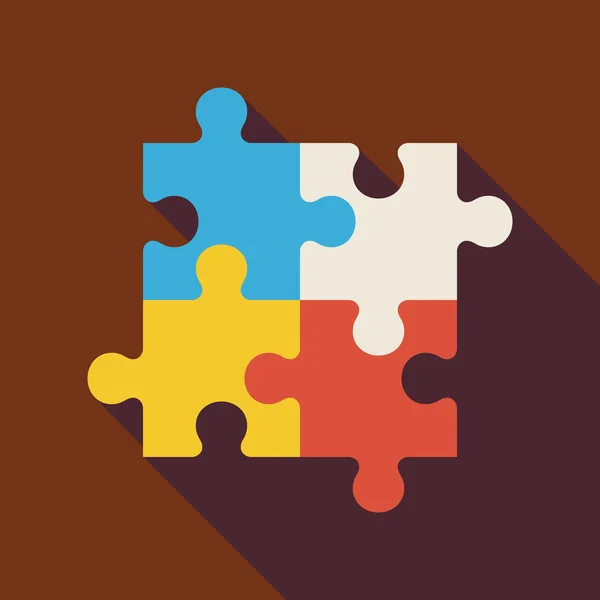 Flat Puzzle Illustration with long Shadow — Stock vektor
