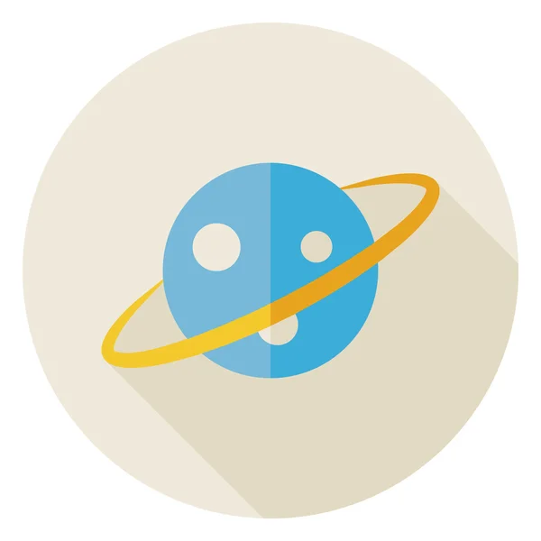Flat Science Astronomy Space Planet Circle Icon with Long Shadow — Stockový vektor