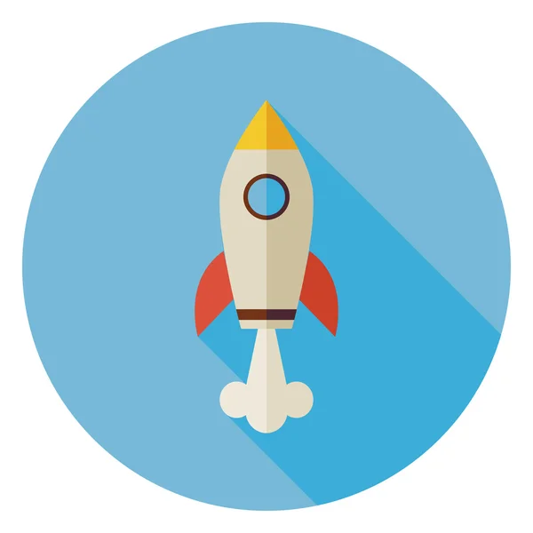Flat Space Shuttle Rocket Circle Icon with Long Shadow — Wektor stockowy