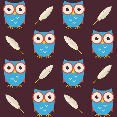 Düz vektör Seamless Modeli baykuşlar eşarplı