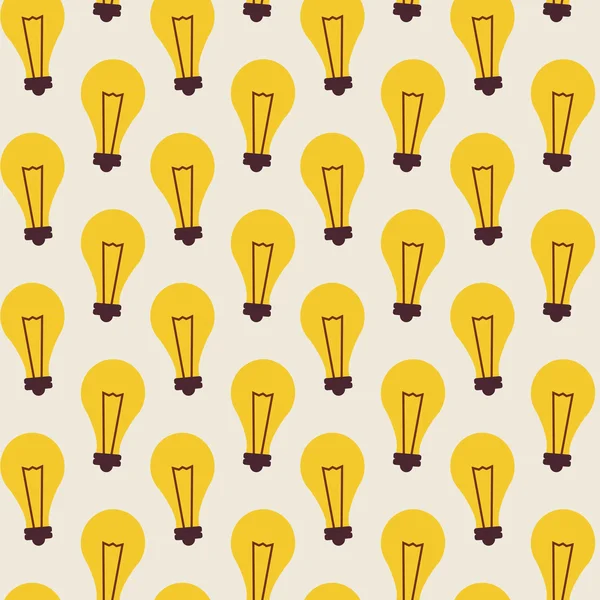 Flat Vector Seamless Pattern with Light Bulbs — Stock Vector