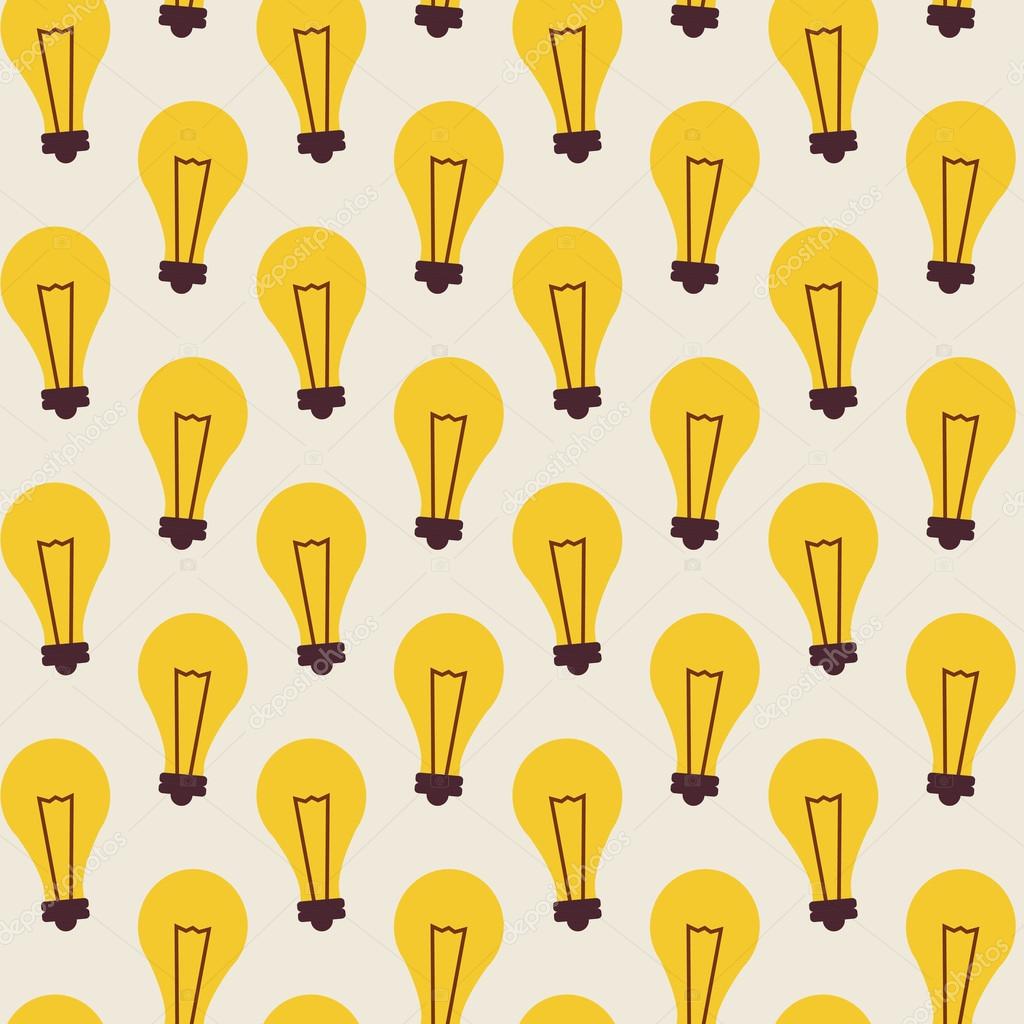 Flat Vector Seamless Pattern with Light Bulbs