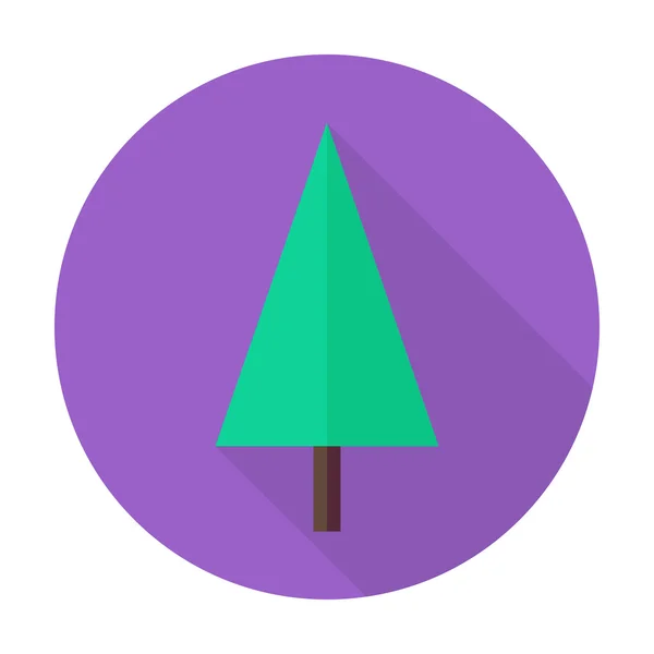 Flat Christmas Tree Circle Icon with Long Shadow — Stockový vektor