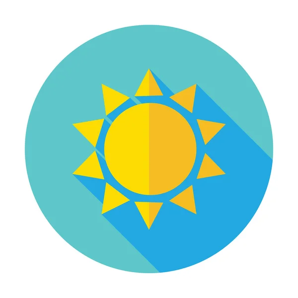 Flat Sun Sunlight Circle Icon with Long Shadow — Διανυσματικό Αρχείο