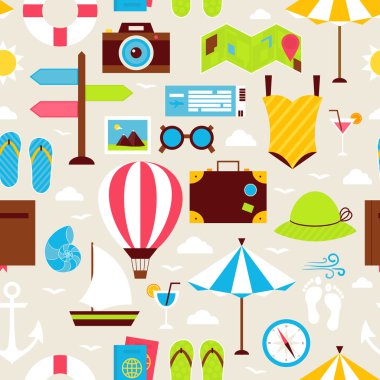 Flat Summer Holiday Seamless Pattern