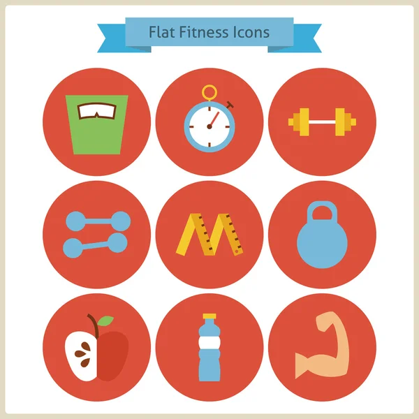 Flat Sport and Fitness Icons Set — Διανυσματικό Αρχείο