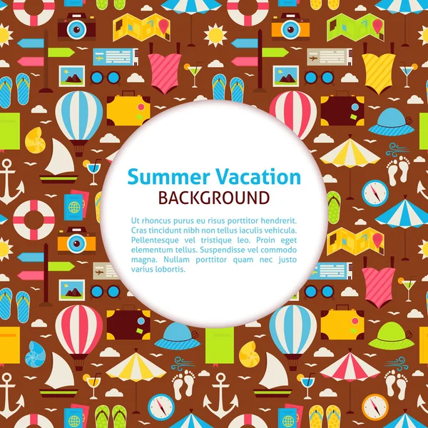 Flat Vector Pattern Summer Vacation Background — Stock Vector