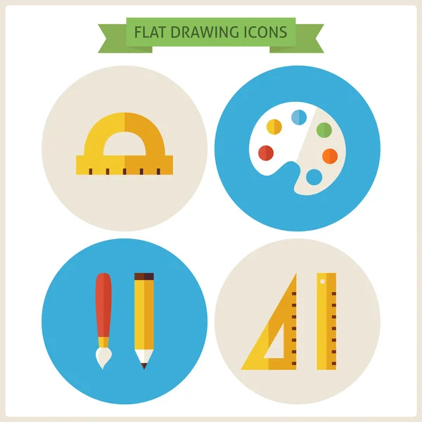 Flat Drawing Website Icons Set — Stok Vektör