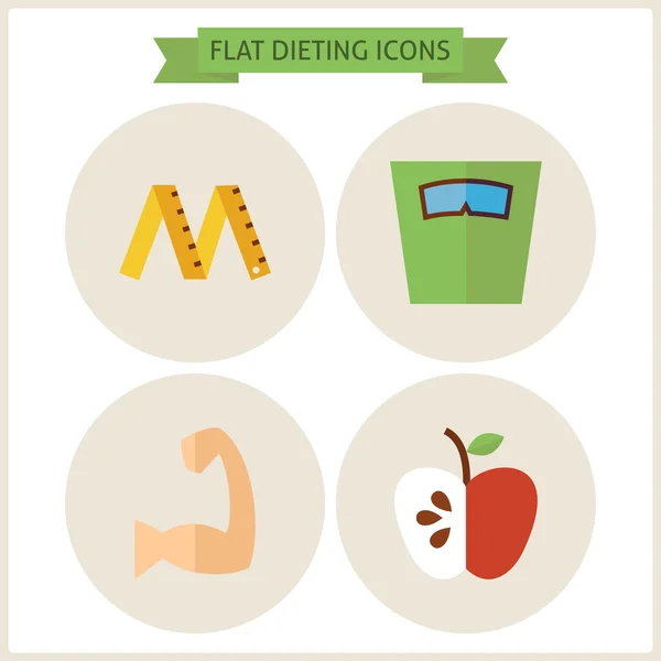 Flat Fitness Dieting Website Icons Set — Stok Vektör