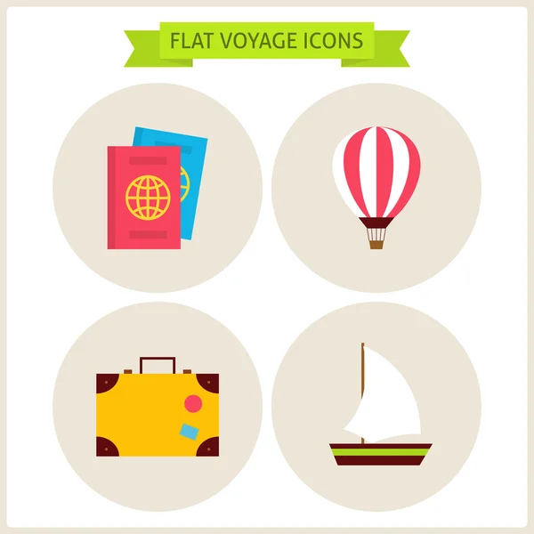 Flat Voyage Website Icons Set — Stok Vektör