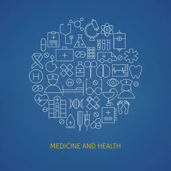 Ligne médicale mince Icônes de soins de santé Set cercle en forme de concept — Image vectorielle