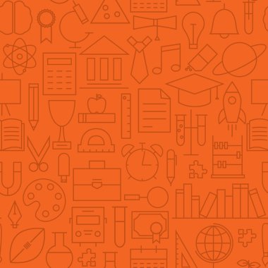 Thin Wisdom Line Education Science Red Seamless Pattern