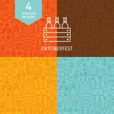 Thin Line Oktoberfest Beer Holiday Patterns Set