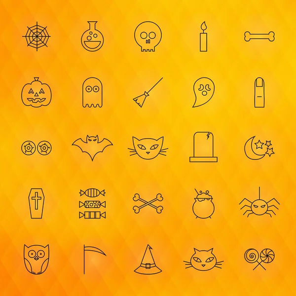 Set de iconos de línea delgada de Halloween — Vector de stock