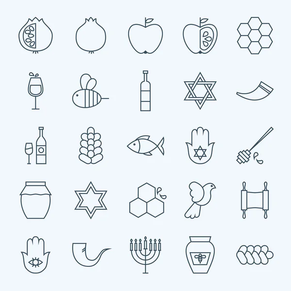 Linje Holiday Rosh Hashanah ikoner anger Royaltyfria illustrationer