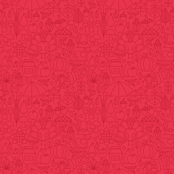 Thin Holiday Line Thanksgiving Day Red Seamless Pattern