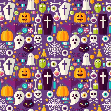 Düz mor Cadılar Bayramı partisi Seamless Modeli