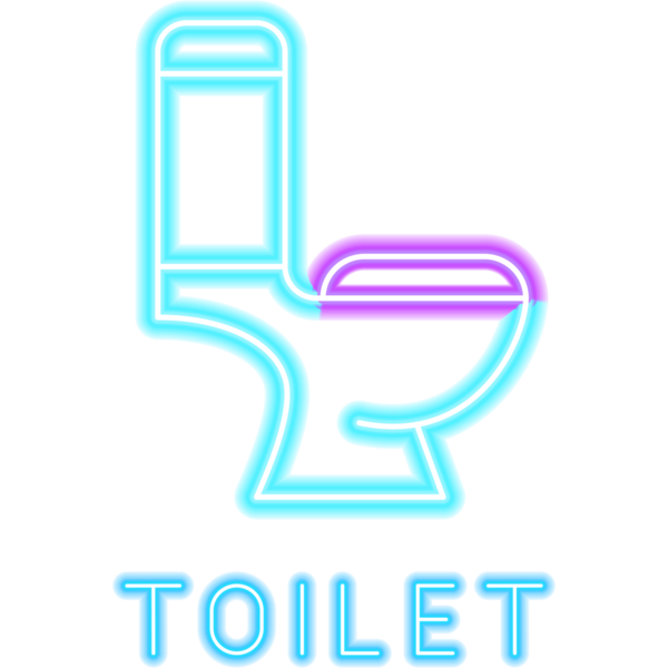 Tuvalet Neon Etiketi Yan Görünümü. Parlak Tesisatçı Objesi 'nin tipografiyle Parlayan Tarzı. Şeffaf Arkaplan Üzerinde Bath Led Lamba Simgesi. 