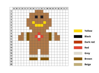 Çapraz İlmek Zencefilli Ekmek Adam Planı. 8. Kış Nesnesi Beyaz Arkaplan 'ın Vektör İllüstrasyonu. Çocuklar için eğitici oyun. Rakamlara göre boyama. Mozaikler, nakış ve çizim. Noel Dekorasyonu.