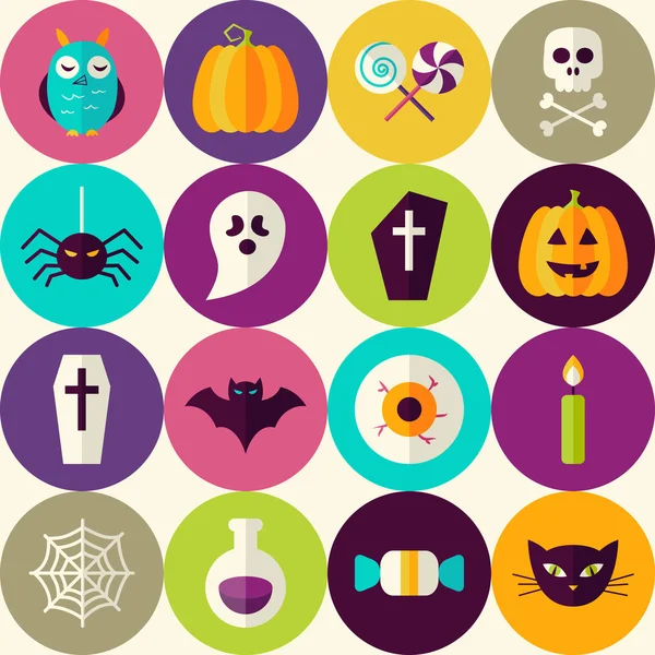 Patrón plano de Halloween o tratar sin costuras con colorido Cir — Archivo Imágenes Vectoriales