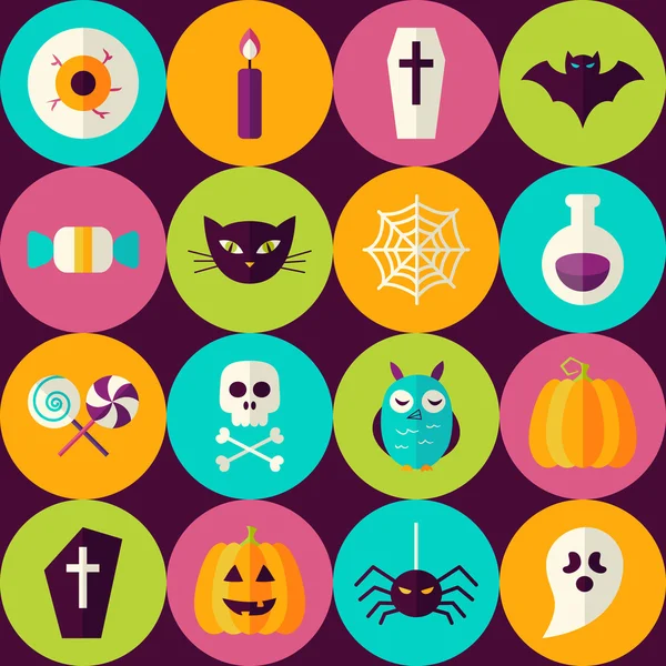 Plochý Halloween Party trik nebo ošetřovat bezešvé vzor s barevné BL — Stockový vektor