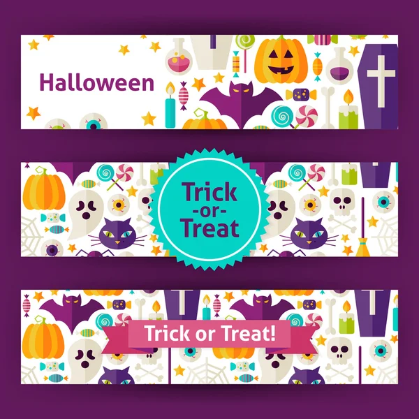Halloween Trick or Treat Vector mall Banners som i moderna F — Stock vektor