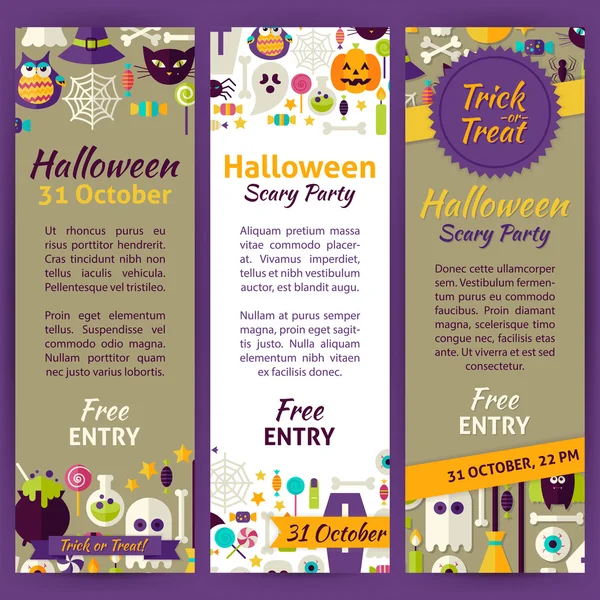 Trick or Treat Halloween Party Invitation Vector Template Flyer — Stock Vector