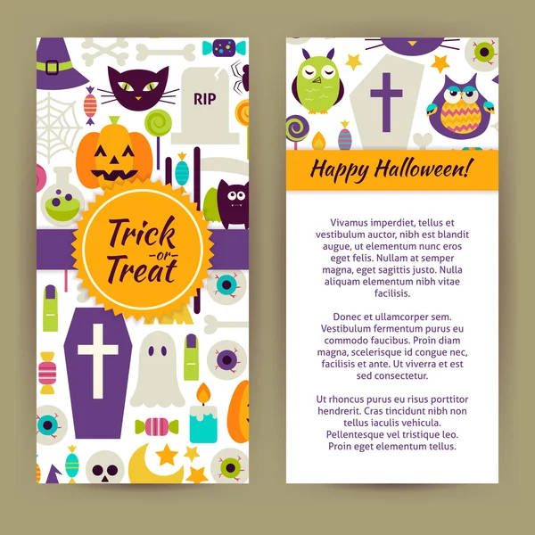 Vector Flyer Template of Flat Design Happy Halloween Objects and — Stock Vector