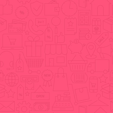 Thin Line Finance Commerce Market Seamless Pink Pattern