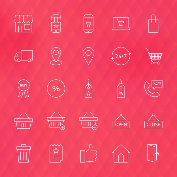 E-commerce and Finance Line Icons Set over Polygonal Blurred Bac — Stock vektor