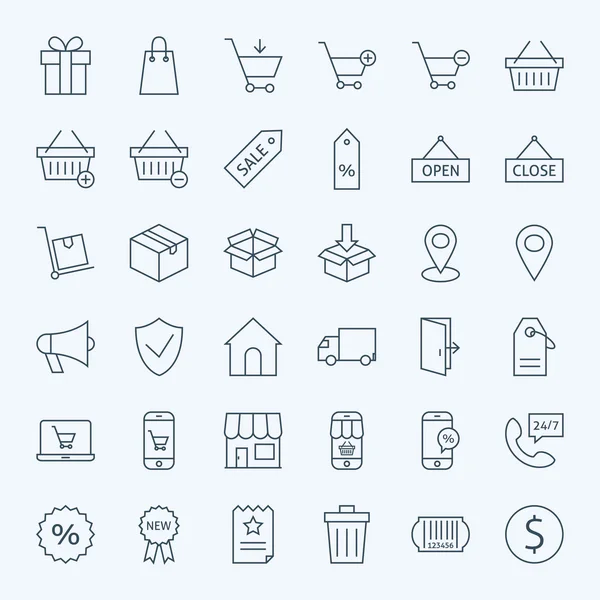 Line Shopping and E-commerce Icons Set — Wektor stockowy