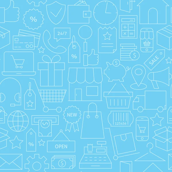 Thin Line Retail E-commerce Online Business Seamless Blue Patter