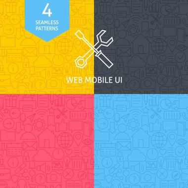 İnce çizgi sanat Web ve mobil kullanıcı arabirimi desen ayarla