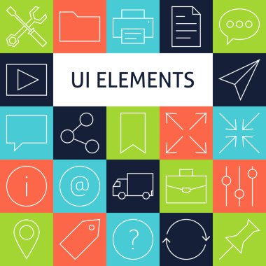 Vektör hat sanat Modern evrensel Web ve mobil Icons Set