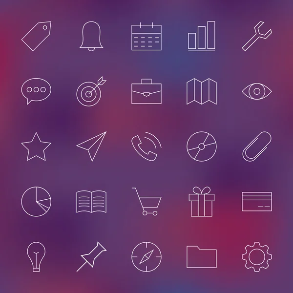 Universele Web en mobiele gebruiker Interface lijn Icons Set over Blur — Stockvector