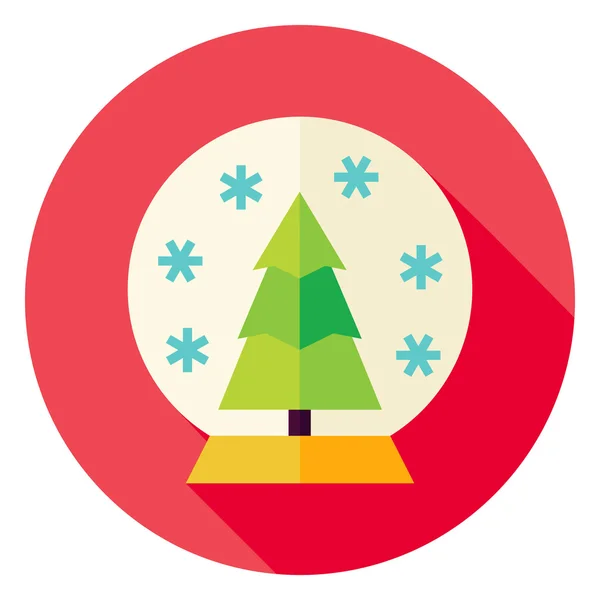 Globo de neve decorativo com ícone de círculo de árvore de Natal —  Vetores de Stock