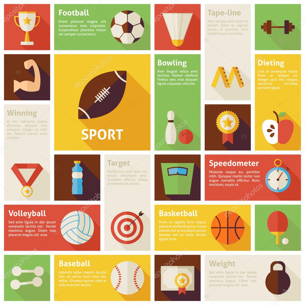 Flat Design Vector Icons Infographic Sport Recreation Competitio