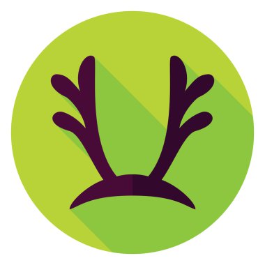 Flat Design Reindeer Antlers Circle Icon