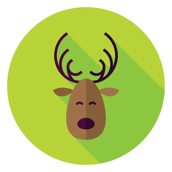 Flat Design Christmas Deer Circle Icon — Stock Vector