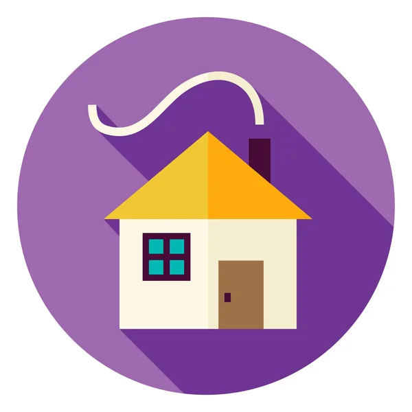 Flat Design House with Smoke Circle Icon — 스톡 벡터