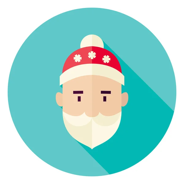 Flat Design Santa Claus Face Circle Icon — Stock vektor