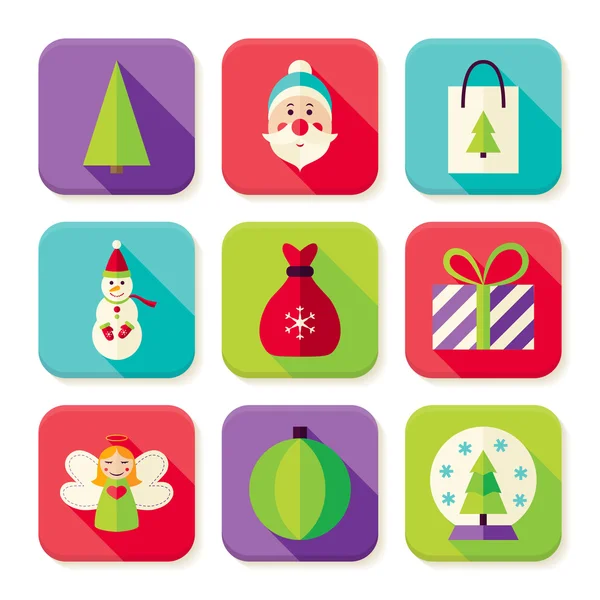 Mutlu yeni yıl neşeli Noel Meydanı App Icons Set — Stok Vektör
