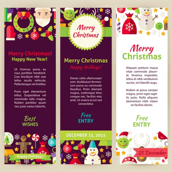 Frohe Weihnachten Vektor Party Einladung Vorlage Flyer Set — Stockvektor